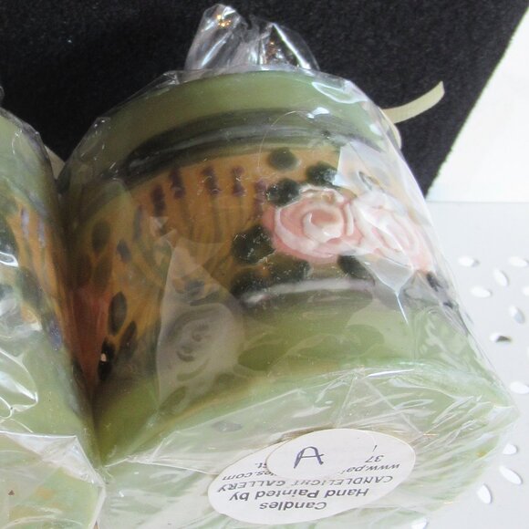 Stylized flowers, 3" Pillar Candle, Hand Painted, Nature, Codes A, B - Picture 4 of 4